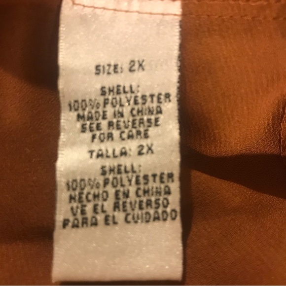 DRESS-U-II-BY SHARON JABOT POET BLOUSE RUST VINTAGE HOBO 2X - Picture 11 of 12
